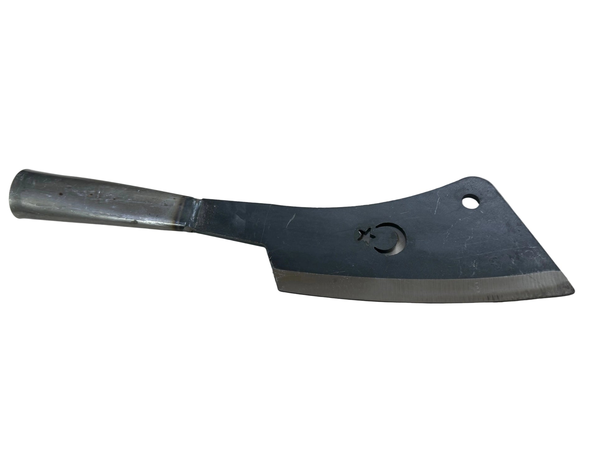 38 cm kasap satırı kemik parçalama bıçağı - 650 gram ağırlığında, araba makası çeliğinden üretilmiş güçlü satır, 20 cm çelik uzunluğu
